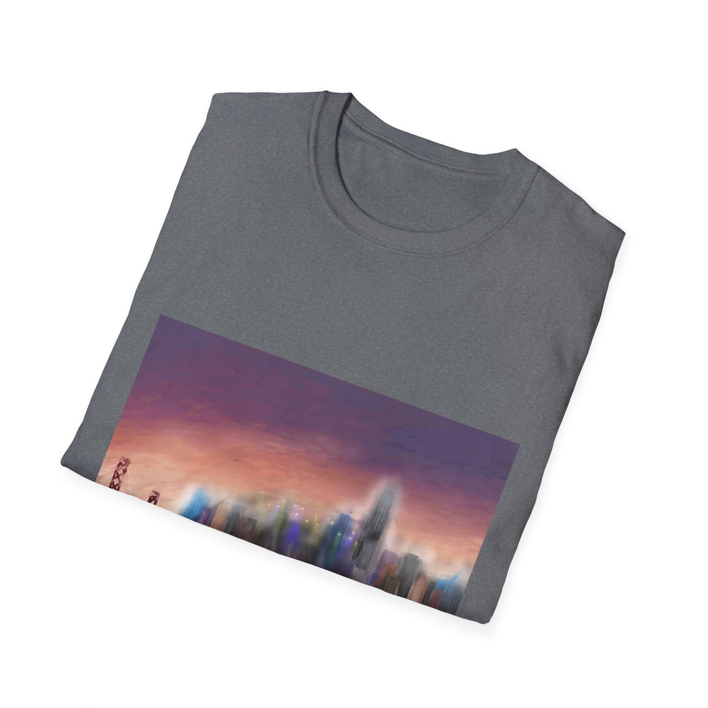 10%OFF at checkout! - Big City Band City Skyline Sunset T-Shirt — Blurred Nightscape Graphic Tee