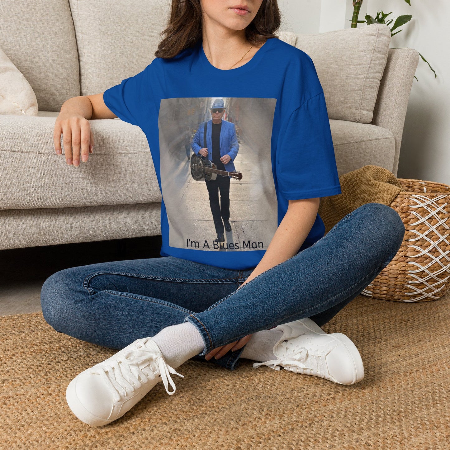 10% Off at checkout! - T-Shirt — 'I'm A Blues Man' Guitarist Photo Tee