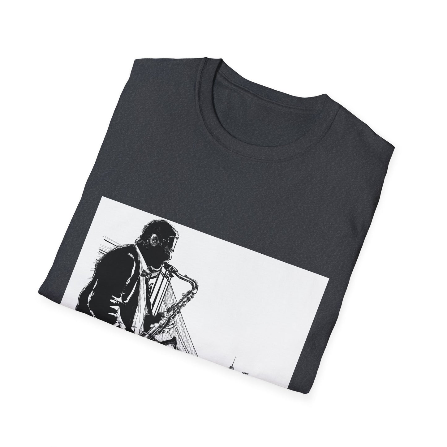 10%OFF at checkout! - Saxophone Skyline T-Shirt — Jazz Musician Cityscape Tee