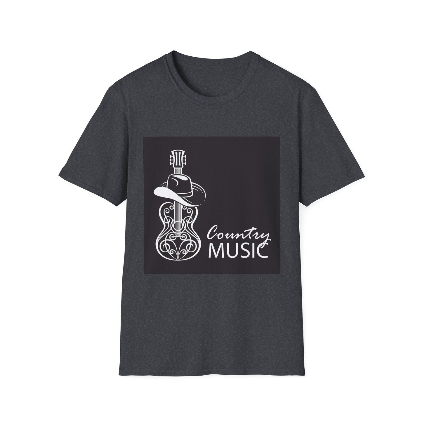 10%OFF at checkout! - Country Music Guitar Tee — "Country Music" Graphic T-Shirt with Cowboy Hat Design