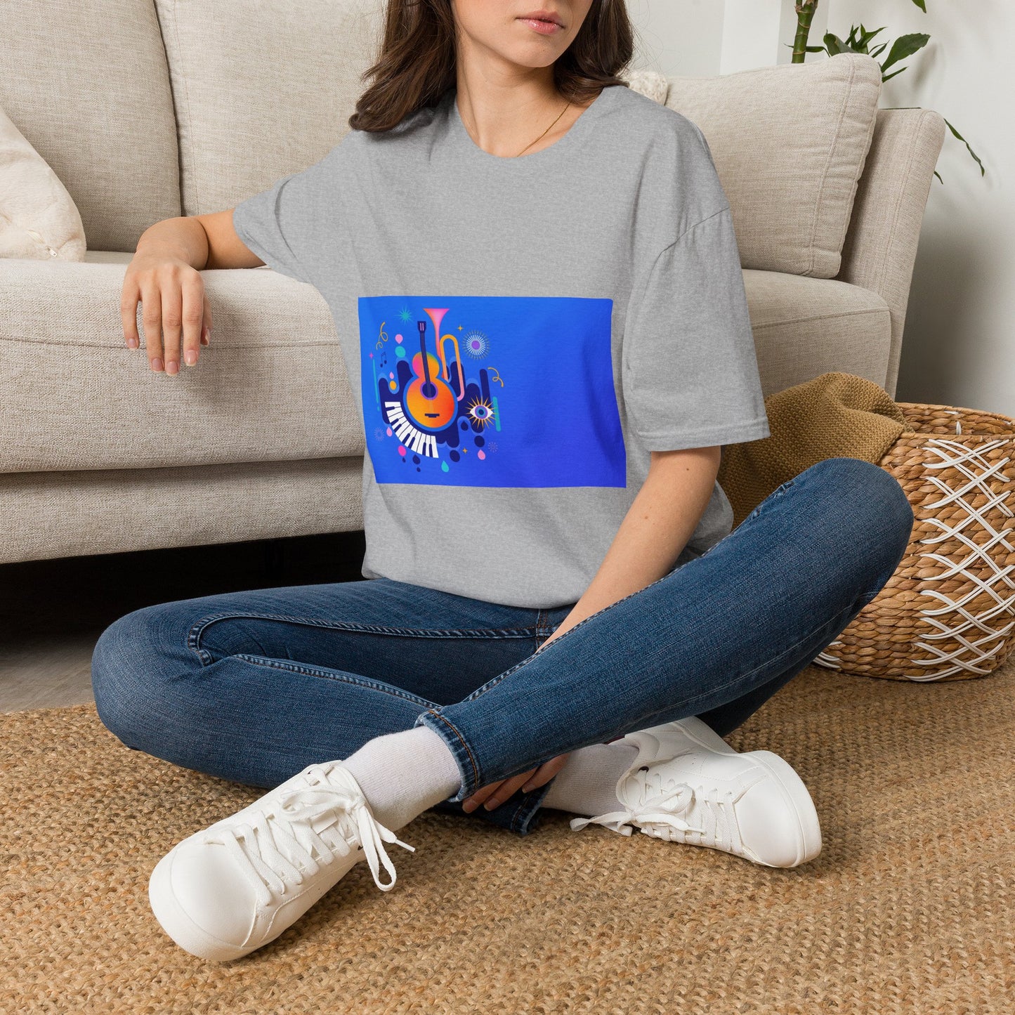 10% Off at checkout - Music Festival Graphic T-Shirt — Colorful Guitar & Instruments Design