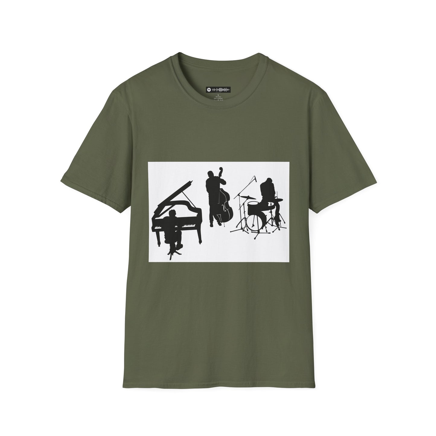 10% Off at checkout - Jazz Trio Silhouette T-Shirt — Piano, Bass & Drums Music Tee