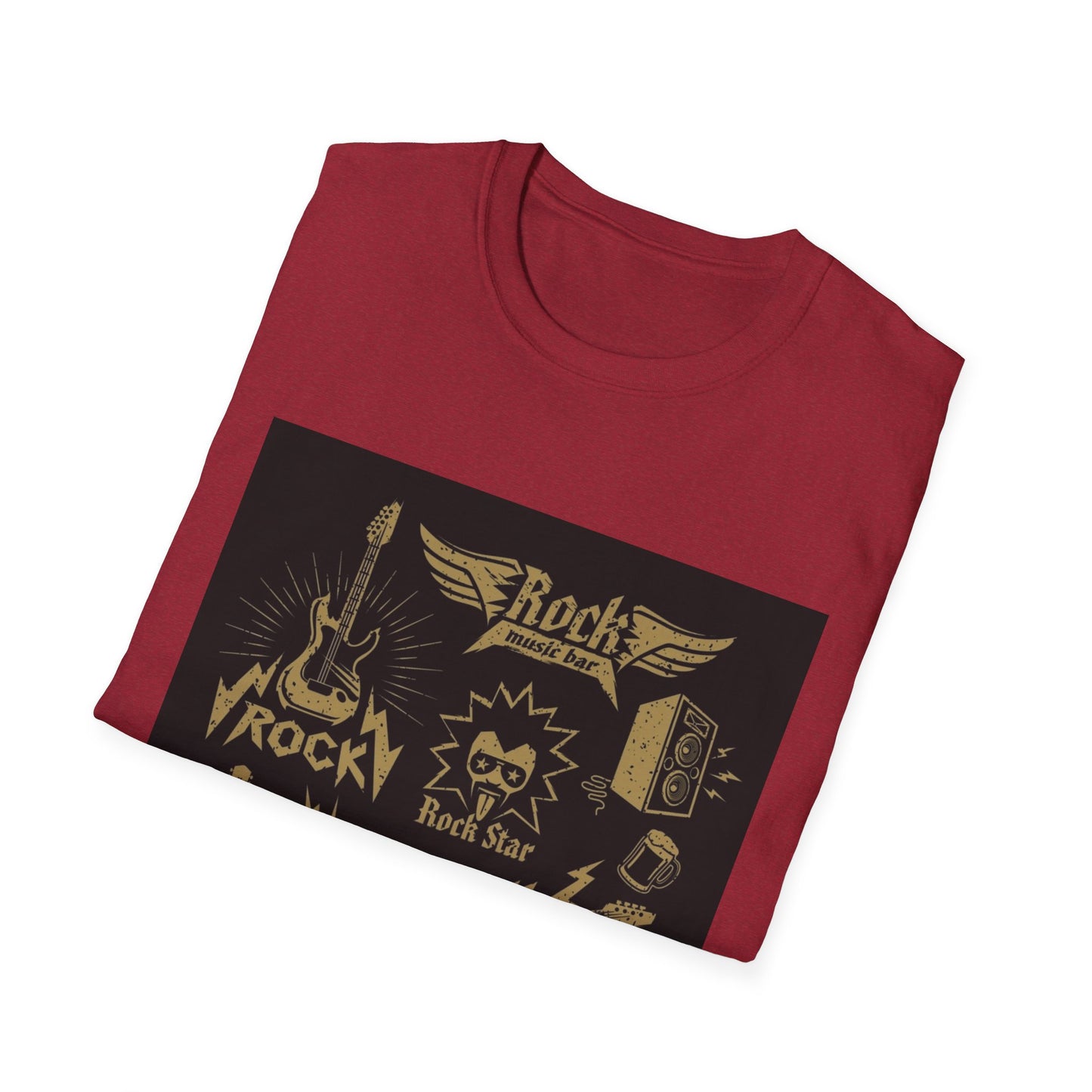 10%OFF at checkout! - Rock Band Graphic T-Shirt — Vintage Gold Guitar & Amp Design