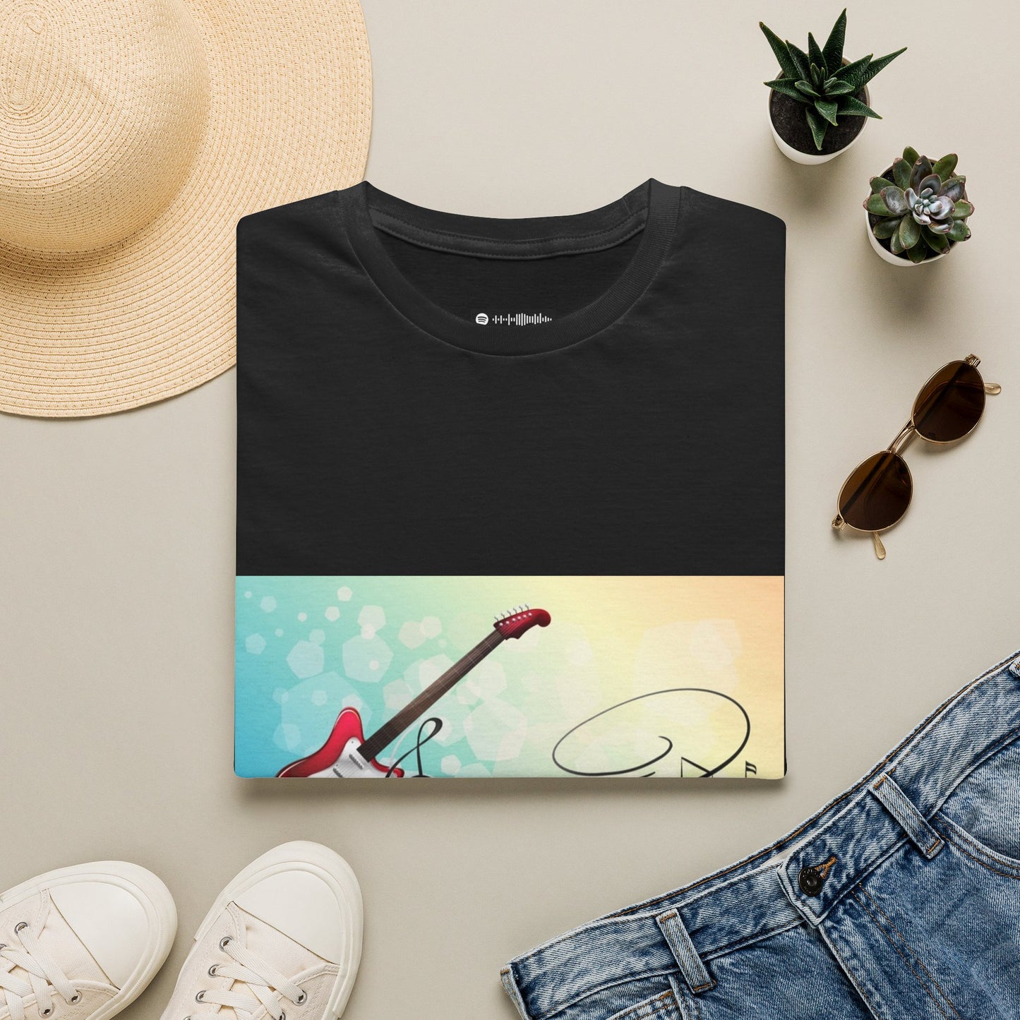 10% Off at checkout - Electric Guitar Music Tee — Colorful Musical Notes Graphic T-Shirt
