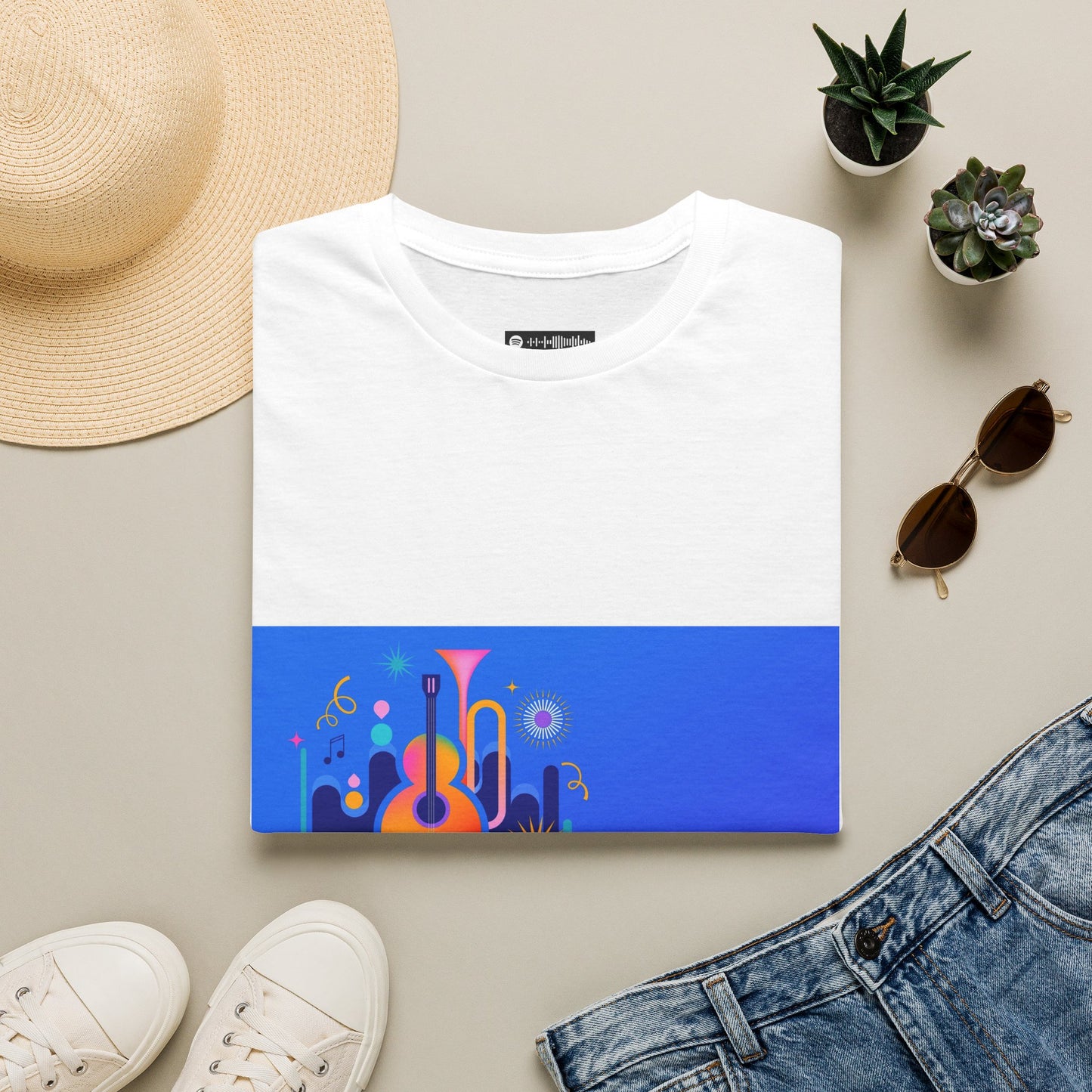10% Off at checkout - Music Festival Graphic T-Shirt — Colorful Guitar & Instruments Design