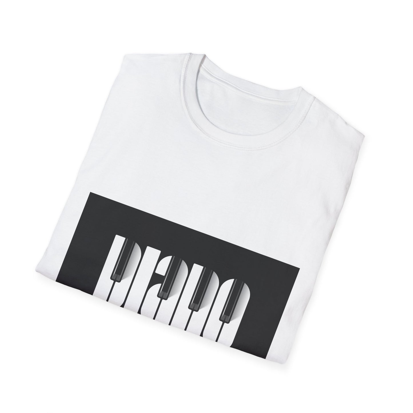 10%OFF at checkout! - Piano Retro Logo T-Shirt — Minimalist Black & White Music Tee
