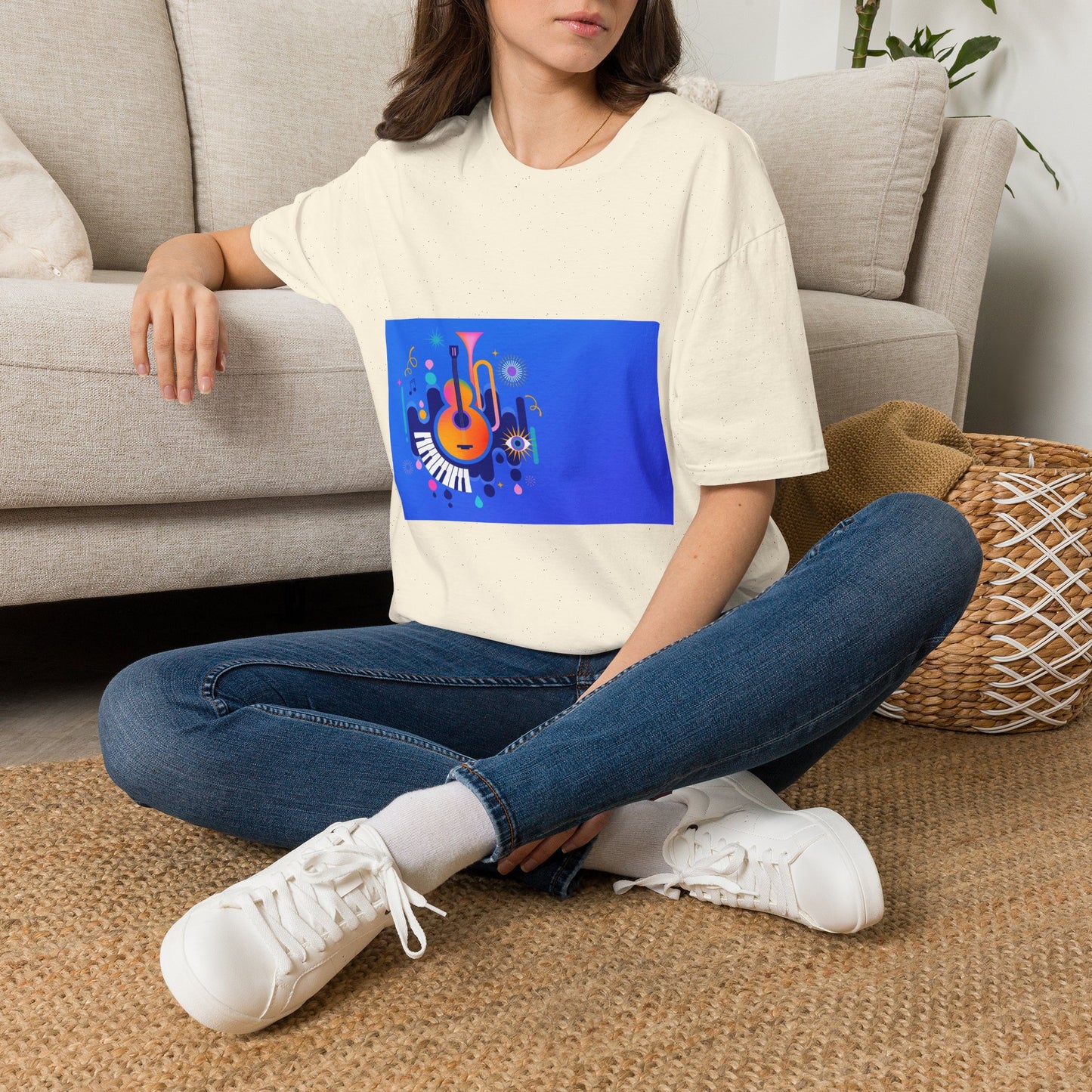 10% Off at checkout - Music Festival Graphic T-Shirt — Colorful Guitar & Instruments Design