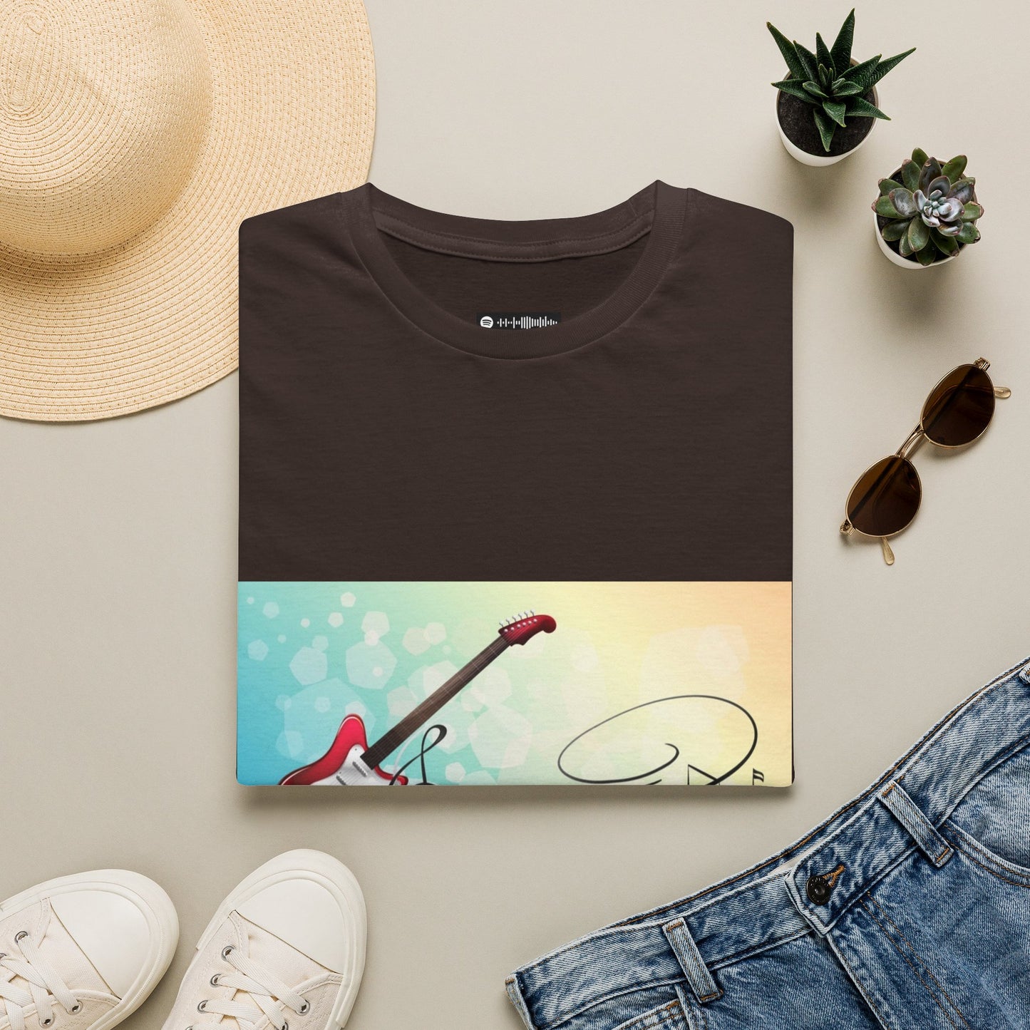 10% Off at checkout - Electric Guitar Music Tee — Colorful Musical Notes Graphic T-Shirt