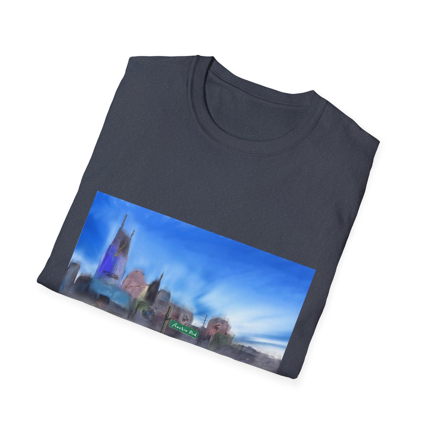 10%OFF at checkout! - Music City Skyline Blur Print T-Shirt — Dreamy Urban Landscape Tee