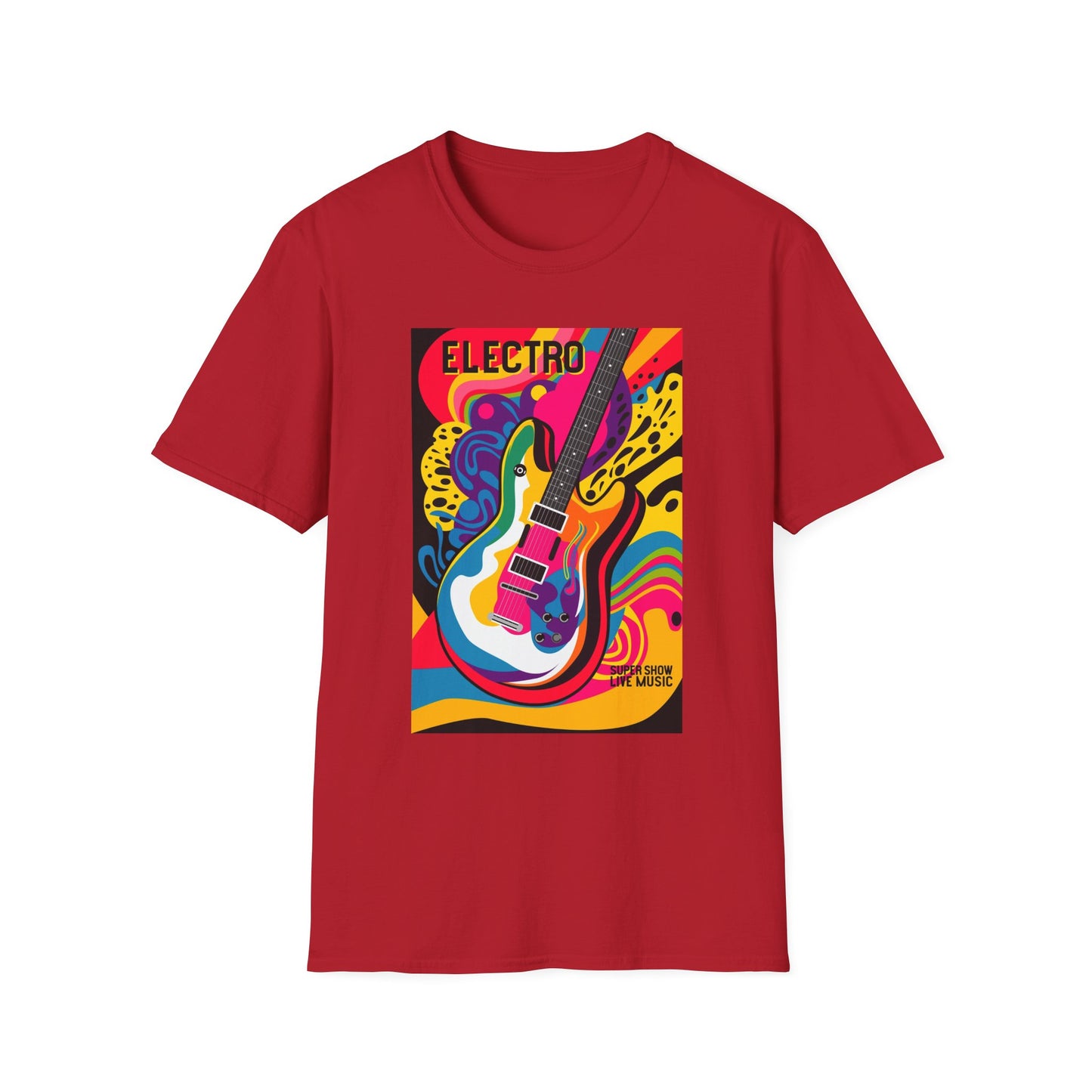 10%OFF at checkout! - Electro Guitar Poster T-Shirt — Retro Psychedelic Music Tee