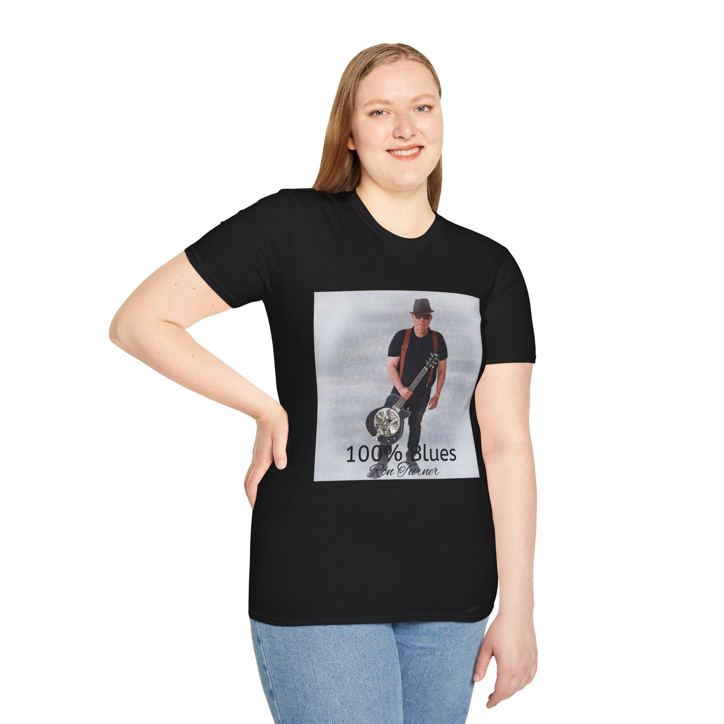 Blues Guitarist T-Shirt – “100% Blues” Vintage Music Tee