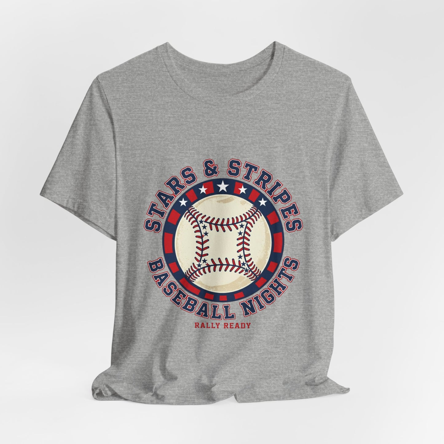 10%OFF at checkout! - Stars & Stripes Baseball Nights Tee | patriotic baseball graphic, vintage ballpark aesthetic